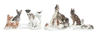 Nine Rosenthal Porcelain Figures Width of widest 9 1/4 inches.