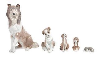 Five Lladro Porcelain Figures Height of tallest 10 1/4 inches.
