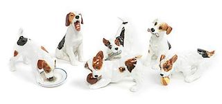 Six Royal Doulton Porcelain Figures Width of widest 5 inches.