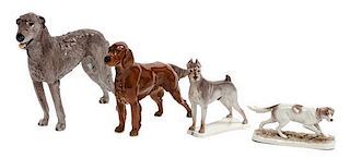 Four Nymphenburg Porcelain Dogs Width of widest 12 1/2 inches.