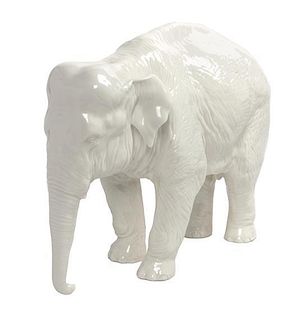 A Nymphenburg Porcelain Elephant Width 11 1/2 inches.