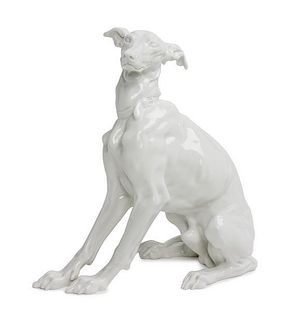 A Meissen Blanc de Chine Porcelain Figure Height 7 1/2 inches.