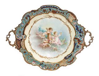 * A Sevres Style Porcelain Plate Width over handles 14 1/2 inches.