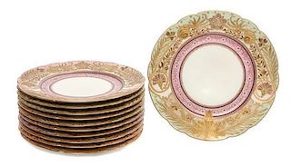 * A Set of Eleven Limoges Porcelain Plates Diameter 9 1/2 inches.