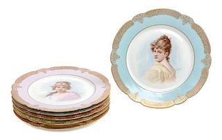 * Six Limoges Cabinet Plates Diameter 9 1/2 inches.