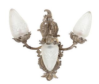 * A Louis XV Style Gilt Metal Three-Light Sconce Height 14 inches.