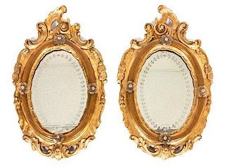 * A Pair of Giltwood Mirrors 22 x 13 inches.