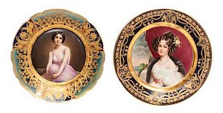 * Two Royal Vienna Cabinet Plates Diameter of larger 8 1/8 inches.