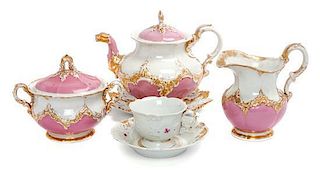 * A Meissen Three-Piece Tea Set Height of teapot 6 1/2 inches.