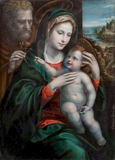 * Carlo Caruson, (Italian, fl. 1876), Portrait of Holy Family, 1884 (After Giovanni Antonio Bazzi, Italian 1477-1549)