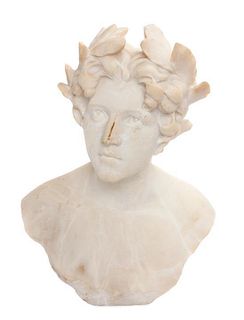 * An Italian Alabaster Bust Height 18 3/4 inches.