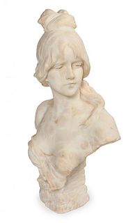 * An Italian Carved Marble Bust Height 25 1/4 inches.