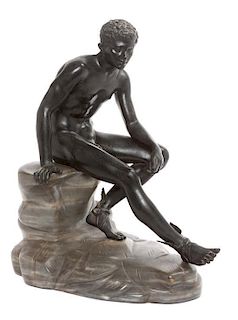 * A Continental Bronze and Marble Figure Height overall 20 inches.