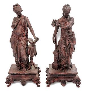 * A Pair of Continental Cast Metal Figures Height 18 inches.