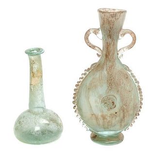 * A Roman Style Glass Vase Height of first 8 7/8 inches.