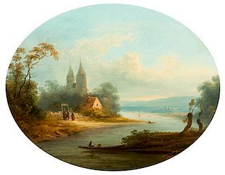 * Artist Unknown, (19th century), Lake Landscape with Figures, 1852