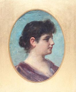 * Alfred Schwarz, (German, 1833-1909), Portrait of a Girl in Profile