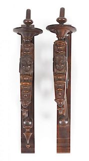 * A Pair of Victorian Walnut Carved Brackets Height 18 inches.