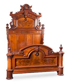 * A Victorian Burlwood Bed Height approximately 96 inches.