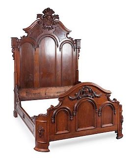 * A Victorian Burlwood and Mahogany Bed Height of headboard 96 inches.