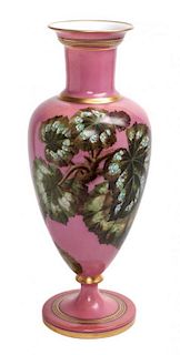 * An Enameled Glass Vase Height 17 1/2 inches.