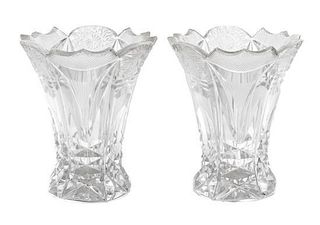 * Two Victorian Enameled Glass Vases Height of tallest 10 3/4 inches.