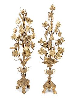 * A Pair of Victorian Gilt Metal Ornaments Height 40 1/2 inches.