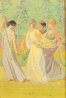 * Percy Albee, (American, 1883-1954), Flower Bearers - Scheme of Feast Before Athens, 1914