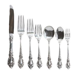 * An American Silver Flatware Service for Eight Length of first 9 inches.