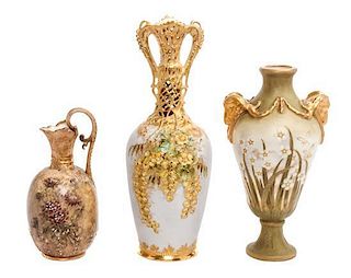 * Three Amphora Vases Height of tallest 12 1/4 inches.