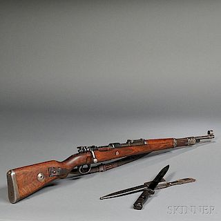 German Mauser Model K98 Bolt Action Rifle and Bayonet