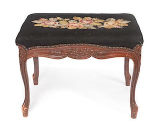 * A Louis XV Style Walnut Ottoman Width 24 inches.