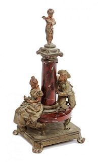 * A Continental Marble and Bronze Figural Group Height 10 inches.