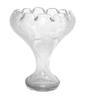 * A Wheel Cut Glass Vase Height 9 1/2 inches.