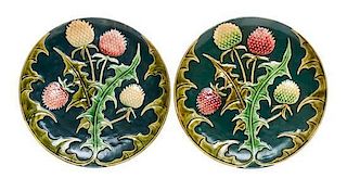 * A Pair of Art Nouveau Faience Chargers Diameter 12 1/2 inches.