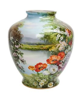 * A Noritake Porcelain Vase Height 12 1/4 inches.