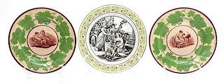 * Three Continental Transfer Decorated Plates Diameter of largest 8 inches.