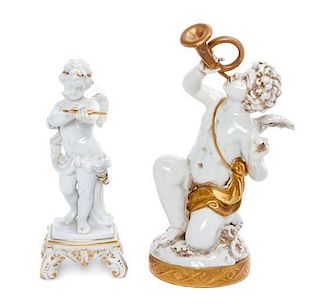 * Two Continental Porcelain Figures Height of taller 8 1/4 inches.