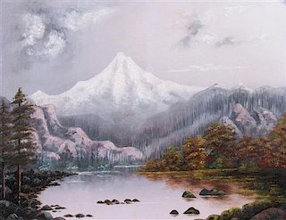* Artist Unknown, (Late 19th century), Mountain Lake Landscape