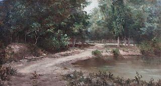 * Artist Unknown, (Late 19th century), Forest with a Pond