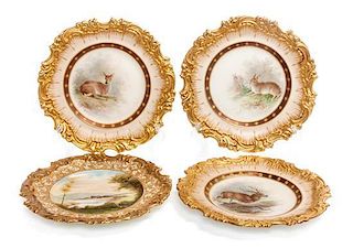 * A Set of Three Doulton Porcelain Game Plates Diameter 9 1/4 inches.