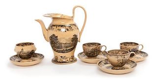* An English Transfer Decorated Tea Set Height of first 7 1/8 inches.