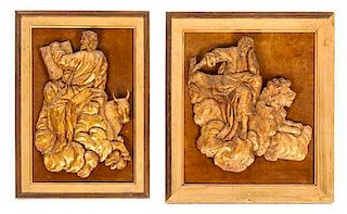 * Two Carved Giltwood Panels Height overall 17 3/4 inches.