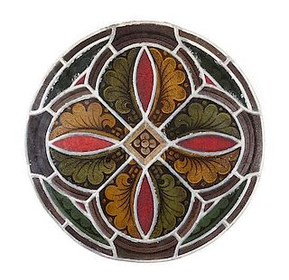 * A Victorian Style Leaded Glass Rondel Diameter 20 1/2 inches.