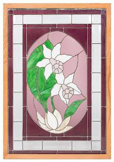 * A Leaded and Beveled Glass Window 30 x 20 inches.