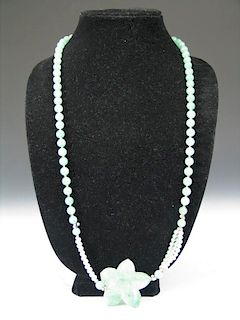 Chinese Jade Necklace with Green Jade Pendant