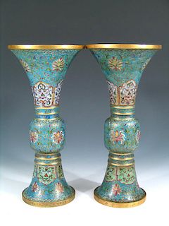 A Pair of Imperial Qianlong Cloisonne Vases. Qianlong