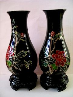 Pair of Chinese Lacquer Vases.
