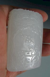 Chinese Carved White Jade Amulet