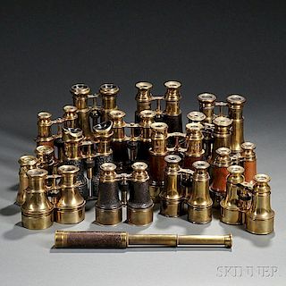 Collection of Brass and Leather-bound Binoculars